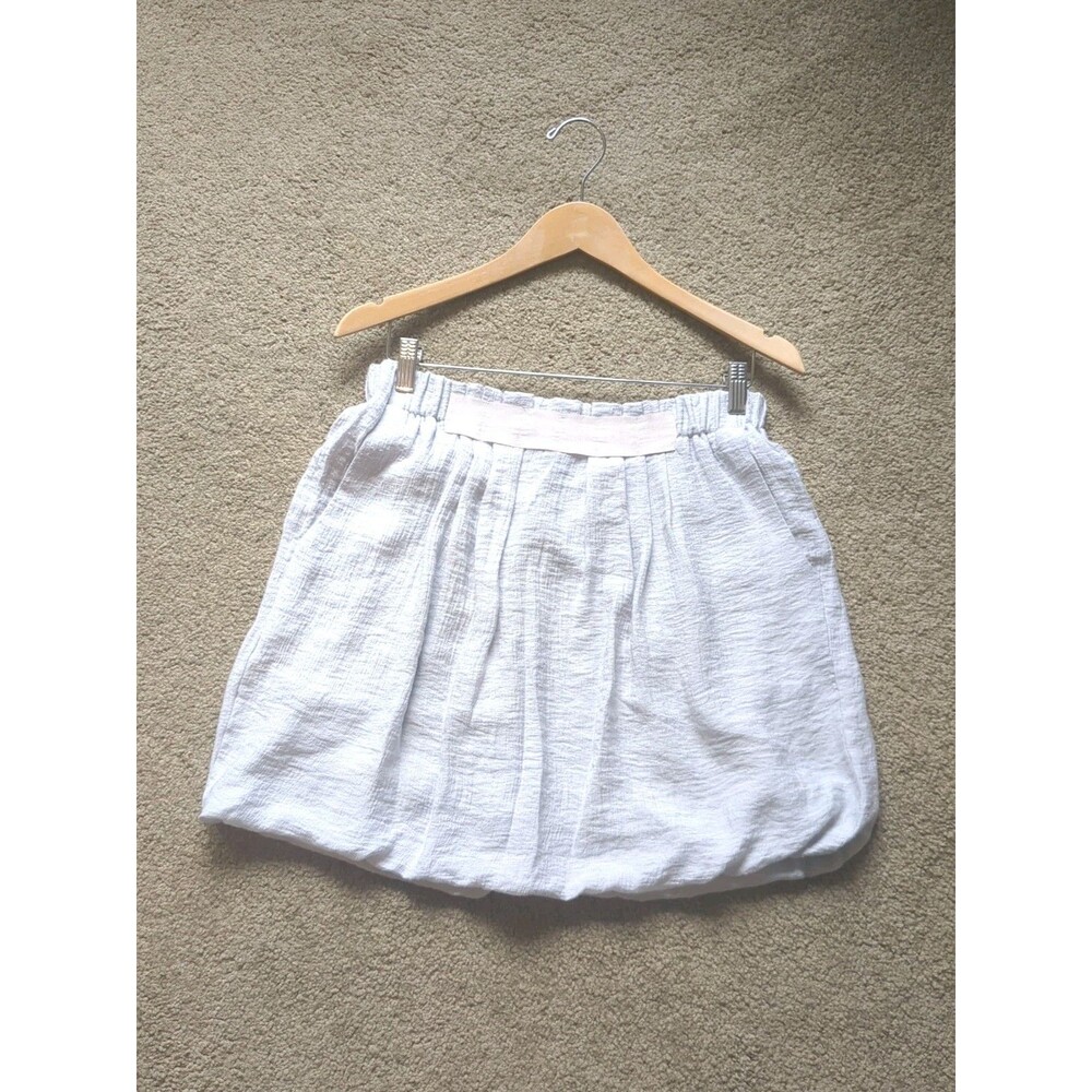 BCBG Maxazria Mini Bubble Skirt SM Womens Soft Blue High Waist Pleated W/Pockets